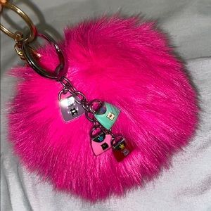 Big pink fluffy keychain